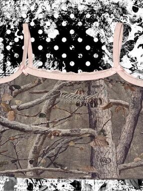 ♡ named collective camo tank top with pink lace on collar ♡